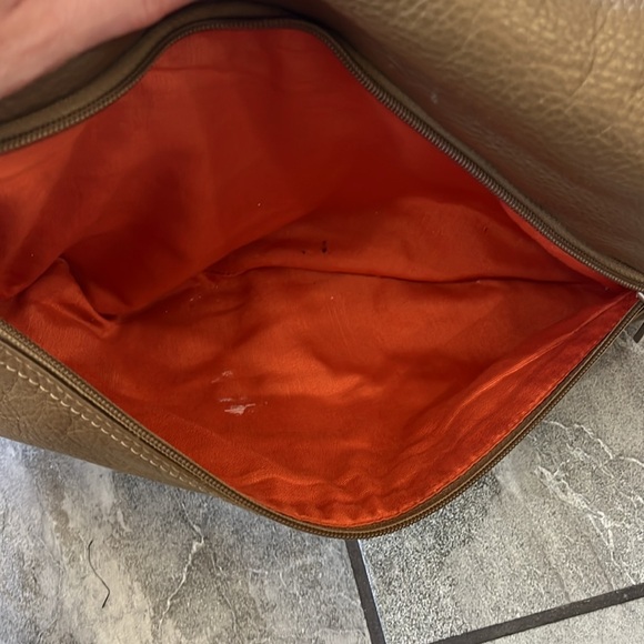 🤎 Hobo International Large Leather Tan / Gold / Grey Bag Long Strap - Picture 10 of 11